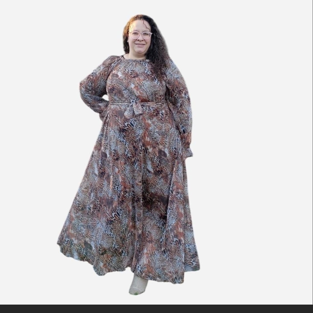 Mixed animal print chiffon dress